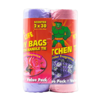 CLEAN SCENE PK2 x 30 KITCHEN TIDY BAGS 28cm x 54cm ROSE & LAVENDER FRAGRANCE