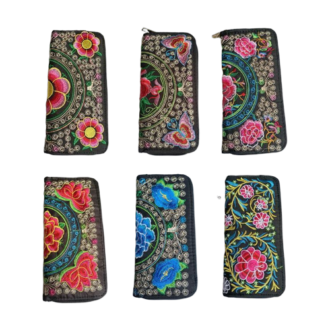 BAGS - EMBROIDERY WALLET ASST DESIGNS 19X19.5CM